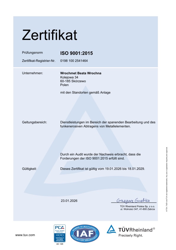 ZERTIFIKAT TUV ISO 9001